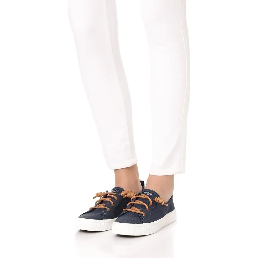 Sperry Crest Vibe Navy Leather Slip On Platform Loafer Sneakers Women's Size 9